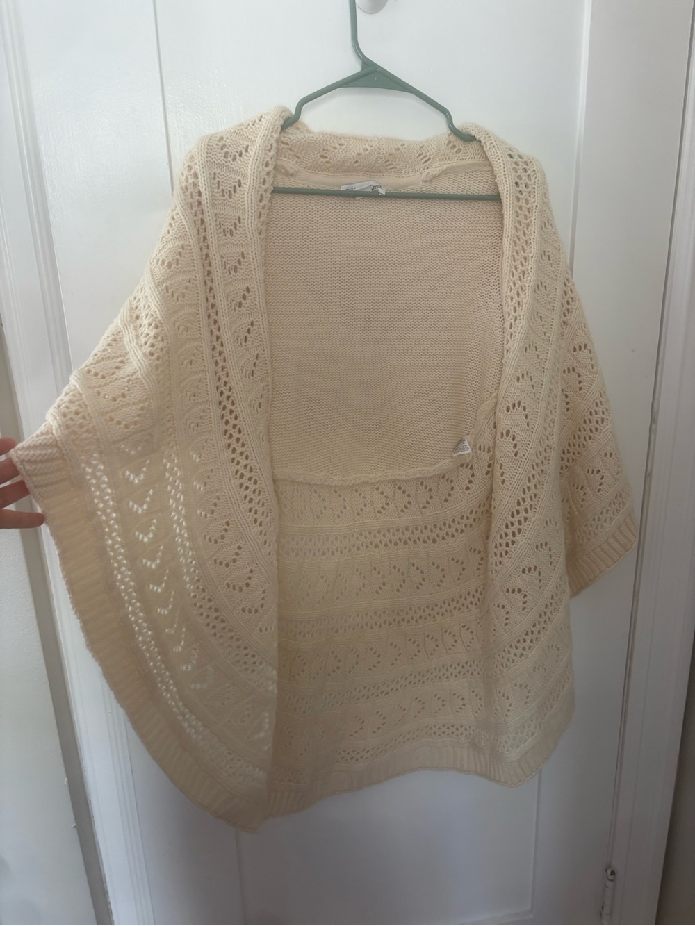 Coldwater Creek Cream Open-Knit Poncho Cardigan